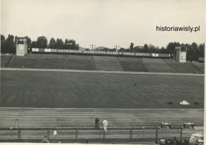 Stadion Wisły w sierpniu 1969 roku (przygotowany do Lekkoatletycznych Mistrzostw Polski