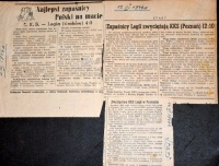 Notatki prasowe z 1946 roku wymieniające Nigrina wśród zawodników Legii Kraków