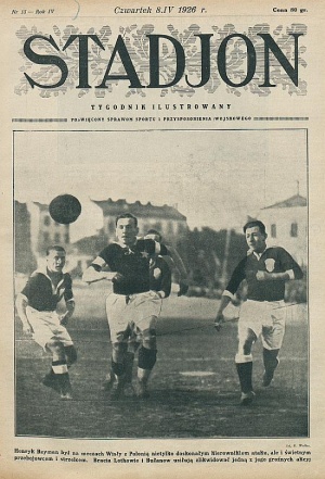1926 rok, mecz z Polonią Warszawa. Reyman w akcji