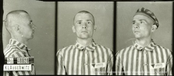 Fotografia obozowa Antoniego Dzierwy nr 48826 Informacja o więźniach Auschwitz.